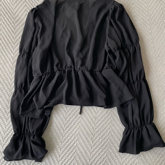 NWT ASOS Black Tiered Long Sleeve Blouse Top - Picture 7 of 7
